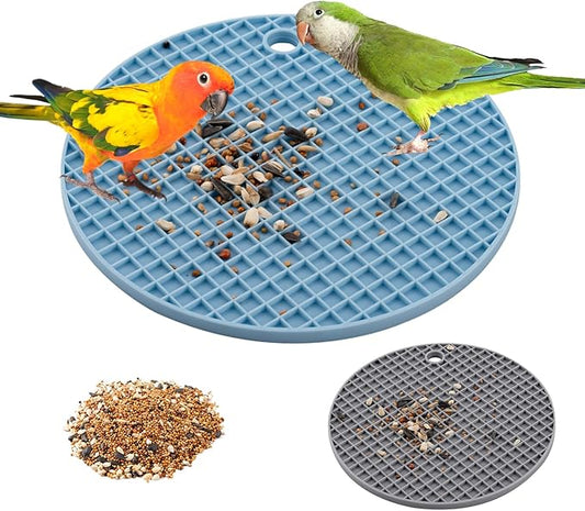 2pcs Bird Foraging Puzzle Toy, Silicone Bird Slow Feeder Mats, Parrot Cage Accessories, Foraging Toys Fit for Parakeet, Cockatiel, African Grey, Conure, Budgie