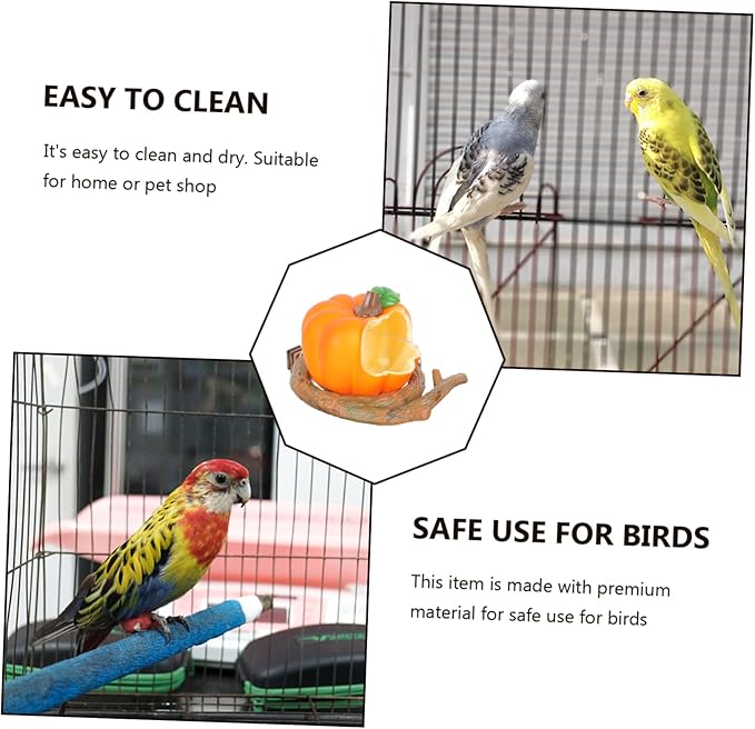 FOMIYES 1pc Pumpkin-Shaped Parrot Feeding Box Bird Food Container for Birdcage Convenient Easy to Fill Bright Colors Attract Birds Dual Function for Food All Cages