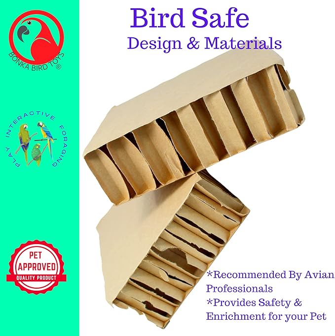 Bonka Bird Toys 2291 Pk2 Jumbo 9.25" Cardboard Blocks Parrot Foot Talon Cage Toy, Amazon, African Grey, Conure, and Similar