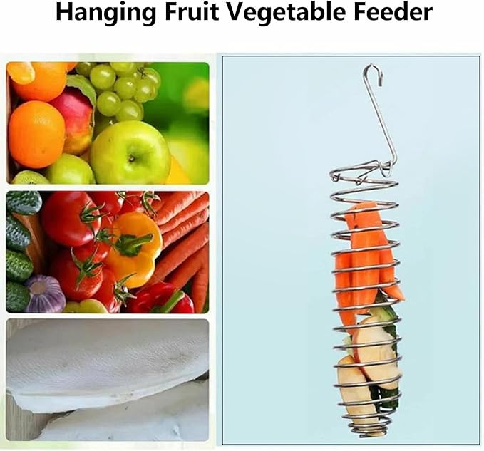 Bird Foraging Toy,Steel Holder for Bird Cage Accessories Hanging Fruit Vegetable Feeder for Parrot Cage Parakeet(Big)