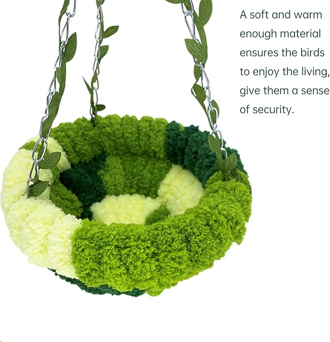 Bird Nest Cage Accessories, Plush Bird Hut Bedding Snuggle Parakeet Bed Hanging Bird House Cage for Parrot, Finch, Lovebirds, Canary