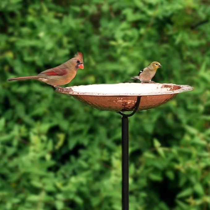 Good Directions Polished Copper Bird Bath on Garden Pole 13"