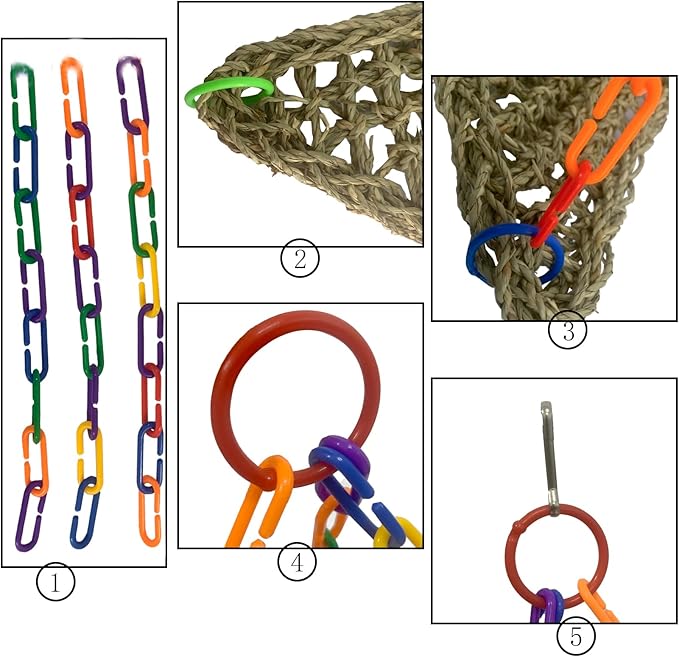 Bird Seagrass Mat Conure Hammock,Parrot Swing Toys Small Triangle Seagrass Woven Birds Net Climbing Chewing Bird Cage Accessories for Parrot Budgies Lovebird Canary Cockatiel Finch Cockatoos