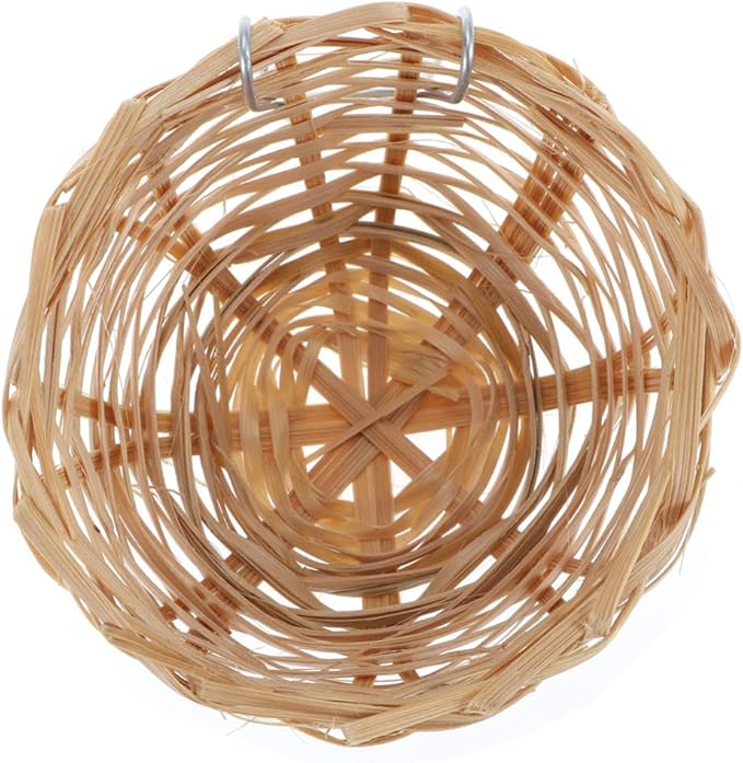 POPETPOP 3Pcs Bird Nest - Finch Nest Natural Bamboo Bird Breeding Nest Bed for Budgie Parakeet Cockatiel Parakeet Conure Canary Lovebird and Small Parrot with Hook