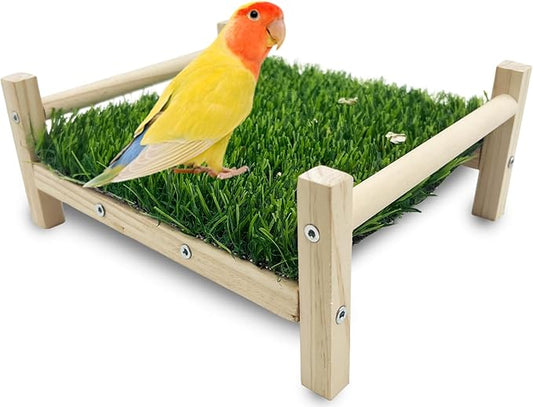 FlidRunest Bird Foraging Bed, Parrot Hammock Bed, Parrot Grass Perch Bed, Bird Perch Conure Platform Grass Forage Toy for Parakeet, Cockatiel, Lovebird, Budgie