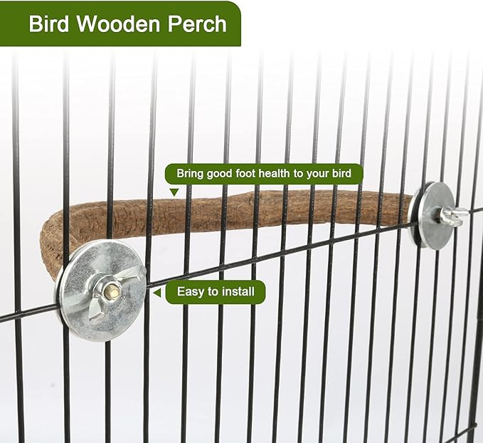 Rypet Natural Wood Bird Perch, U-Shaped Safe Chew & Rest Perch for Parakeets, Cockatiels, Lovebirds, Budgies & Small Conures – Durable Non-Toxic Cage Accessory