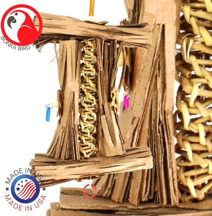 Bonka Bird Toys 1547 Natural Helix – Shreddable Bird Toys for Parakeets, Conures & Cockatiels – Natural Chewing & Foraging Bird Toy – Small Bird Enrichment Toy