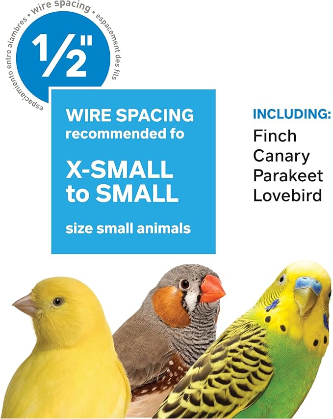 Prevue Pet Products Parakeet Square Roof Bird Cage with Handle - Carrier for Home or Travel, Small Bird Accessories, Easy Storage, for Canaries, Budgies, Finches, Parakeets, and More - Blue & White
