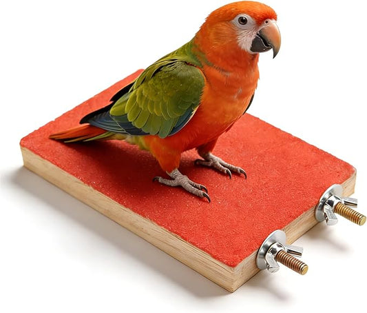 Wood Bird Perch Stand Platform Bird Cage Corner Shelf Grinding Clean Bird Playground for Hamster Squirrel Standing Sleeping Chewing (Red Short Side Screw)