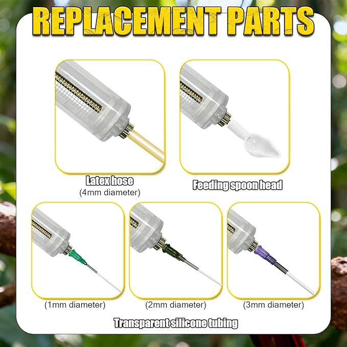 Baby Bird Feeding Syringe Set, Small Pet Parrot Feeder Hand Feeding Tubes Kit, Parrot Feeder Tubes Measuring Tools, for Baby Birds Small Pet