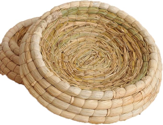Hypeety Handwoven Straw Bird Nest Cage for Parrot Macaw African Greys Budgies House Hatching Breeding Cave Also for Dove Hamster Gerbil Chinchillas (L)