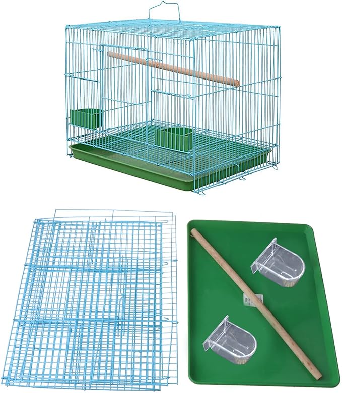 Wire Rectangular Small Cage for Small Birds and Canaries Rekord Equipped Feeders