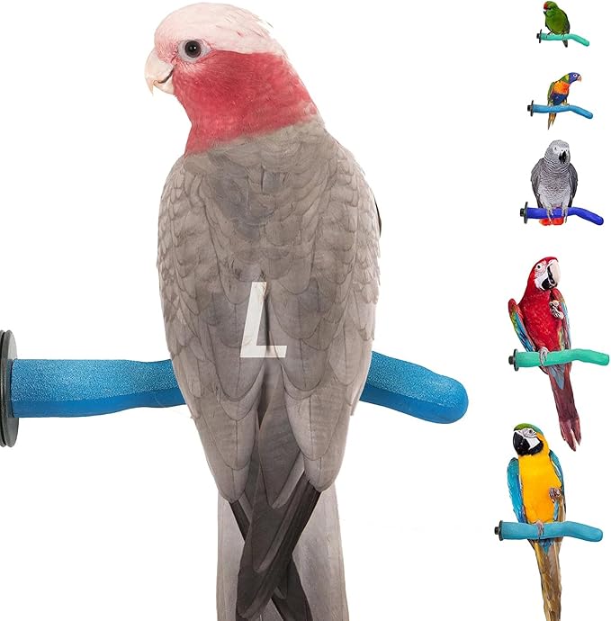 Sweet Feet & Beak Safety Pumice Bird Perch, Large 1-1/2" X 12", Lightweight Grinding Bird Perches for Cage - Bird Nail Trimming Perch for Healthy Beak & Feet - Multi-Size & Color Parrot Stand - Blue