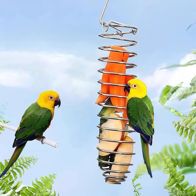 1 Pack Small Bird Millet Spray Holder & Snack Feeder - Hanging Parrot Treat Stand with Cuttlebone & Mineral Block for Beak Exercise, Metal Cage Accessories for Small Parrots & Parakeets Gifts