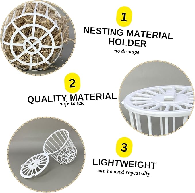 Plastic Nesting Material Holder for Birds - Durable Aviary Accessory and Guinea Pig Food Holder - Nesting Material Dispenser for Bird Breeding and Aviary Use, Small Pet Feeder. (10 articles)