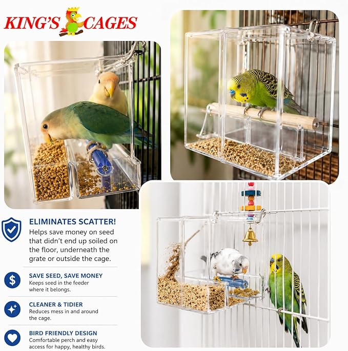 Bonka Bird Toys Seed No Mess Bird Feeder Parrot Cage Accessory Seed Treat Enclosure Pet, Canary, Parrotlet, Budgies, and Similar Breed Sizes