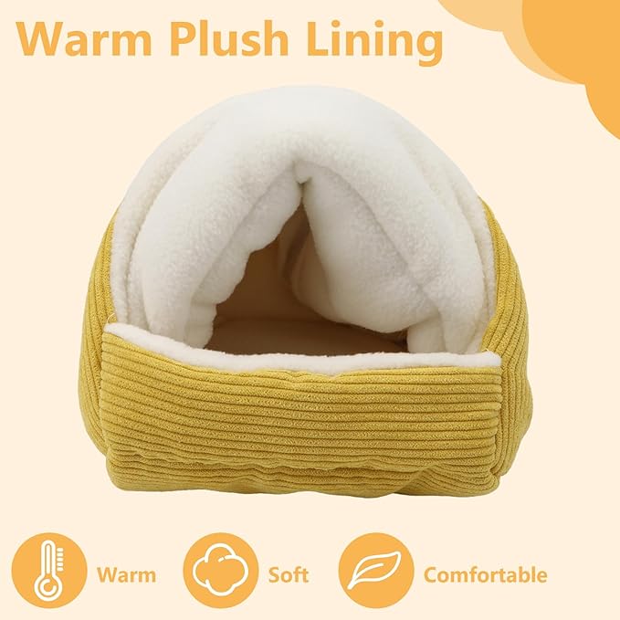 Bird Nest House Winter Warm Bird Bed Hanging Hammock Hideaway Hut for Parakeets Budgies Cockatiels Conures Quaker Parrot (Yellow)