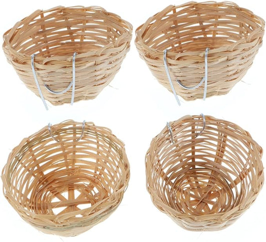 Mipcase Parrot Nest with Hook Bamboo Bird Nest Nest for Birds Garden Decor 4pcs Set