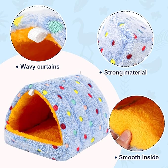 PETKNOWS 2 Pack Bird Nest House, Hanging Hammock Fluffy Parrots Bird Bed for Cage Bird Plush Nest Toy for Parrot Macaw Budgies Eclectus Parakeet Cockatiels Cockatoo Lovebird