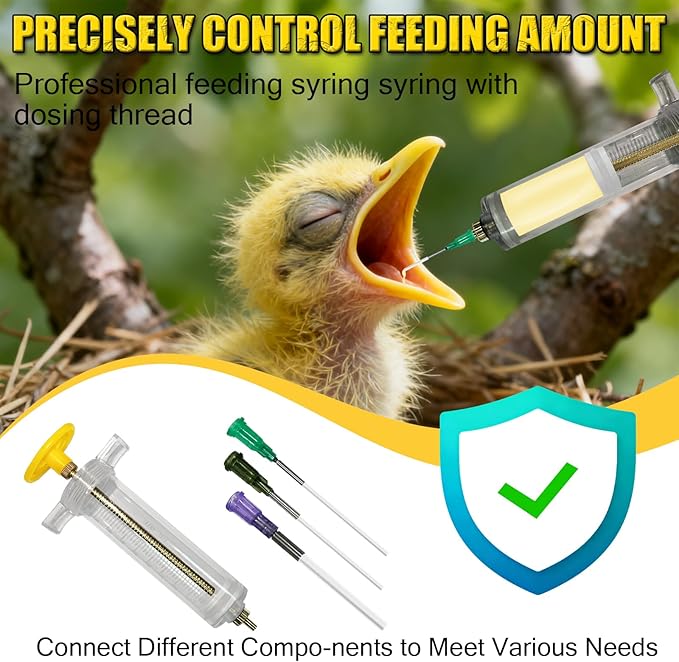 Baby Bird Feeding Syringe Set, Small Pet Parrot Feeder Hand Feeding Tubes Kit, Parrot Feeder Tubes Measuring Tools, for Baby Birds Small Pet
