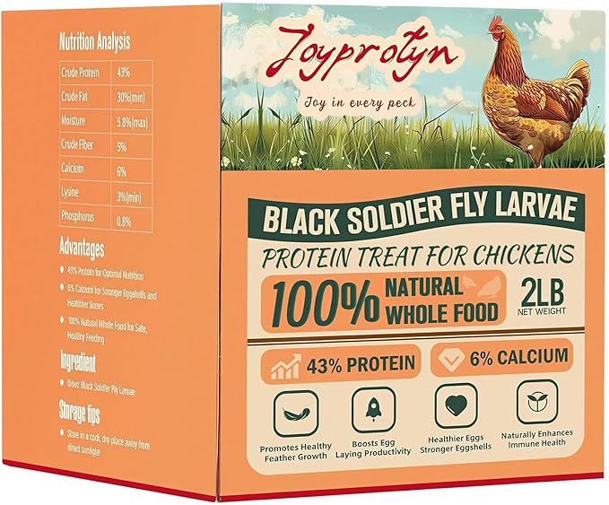 2LB Dried Black Soldier Fly Larvae for Chicken– 85X More Calcium Grubs Than Mealworms for Strong Eggshells & Healthy Growth - High Proteinfor Chickens, Birds, Ducks, Geese & Pets