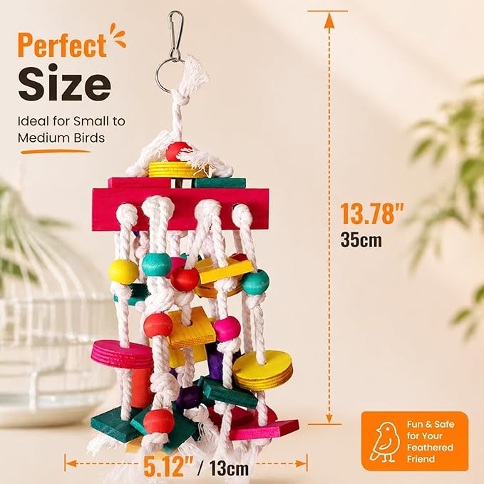 Rypet Bird Chewing Toy - Parrot Cage Bite Toys Wooden Block Bird Parrot Toys for Small and Medium Parrots and Birds