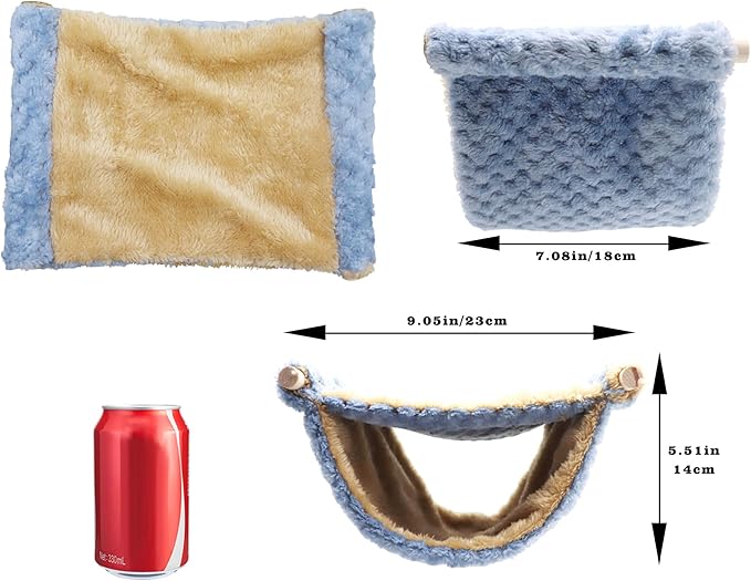 Rat Cage Accessories, Rat Hammock with Warm Soft Fluff, Rat Hammock for Cage, Birds Nest, Sleeping Bed, Cage Accessories for Rat, Hamster, Squirrel, Conure, Sugar Glider, Small Guinea Pig