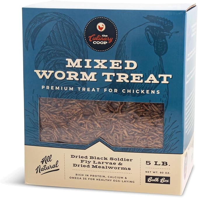 Fluker's Culinary Coop Bulk Dried Mealworms & Soldierworms, 5lbs-Premium Organic Non-GMO Dried Worm Mix for Chickens-High Protein & Omega 3 Chicken Feed for Wild Birds & Chicken Treats for Laying Hens