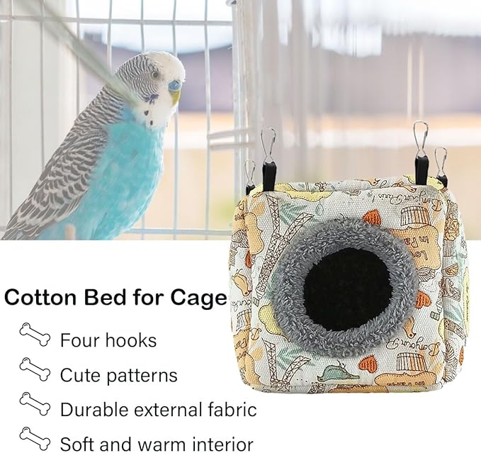 Bird Plush Nest Bed - Hanging Soft and Warm Hammock for Birds Parrot Parakeet Cockatiel Conure Hamster Rat Squirrels etc