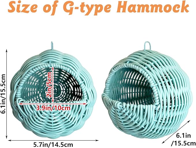 BNOSDM Rattan Parrot Nesting House Bird Nest Parakeet Hanging Swing Soft Lovebird Warm Bed Sleeping for Parrots Bird Cage Accessories for Cockatiels Budgerigars Finches Canaries (Blue)