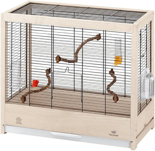 Ferplast Giulietta 4 Bird Wooden Cage, 57 x 30 x 50 cm, Black
