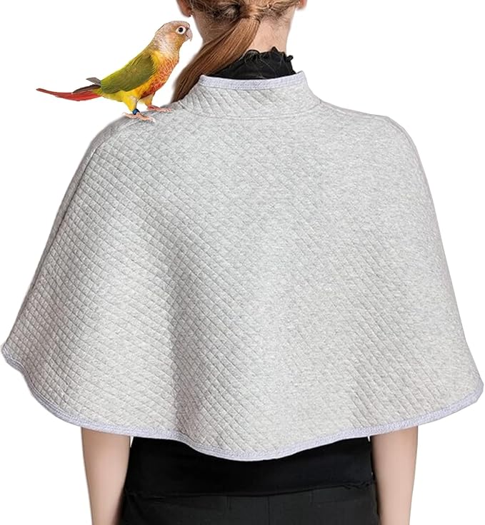 QBLEEV Parrot Anti-Scratch Shoulder Protector, Bird Diaper Poop Cover Pad for Parakeets Cockatiels Conures, Cotton Shawl Cape for Birds to Stand on Shoulders, Pet Arm Guard for Lovebirds Finches