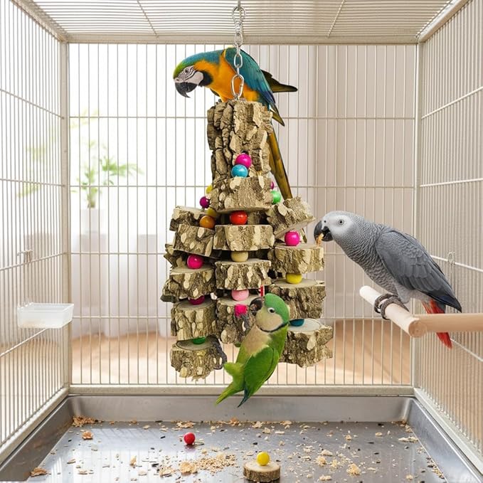 PINVNBY Macaw Toys, Extra Large Parrot Toys, Natural Wood Bird Chewing Toys for Large Birds Parrots African Grey Macaws Cockatoos Parkeets Eclectus Amazon Parrots