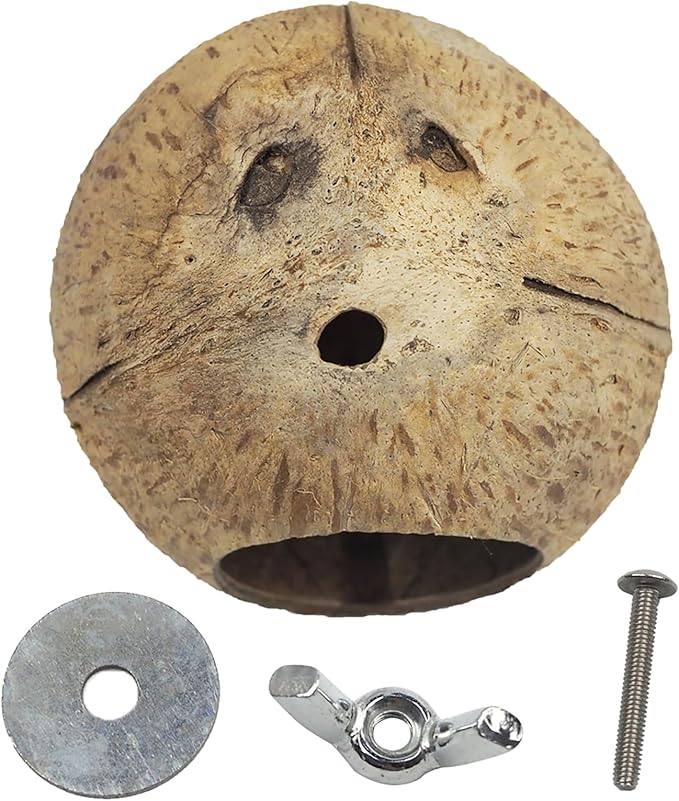 OMEM Bird Coconut House,Hamster House,Coconut Shells can Fixed in Bamboo, Birdcages, Hamster Cages (L)
