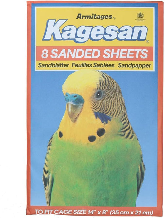 AB Tools 8 Sanded Sheets Sandpaper Cage Lining Budgies Caged Birds 21x35cm