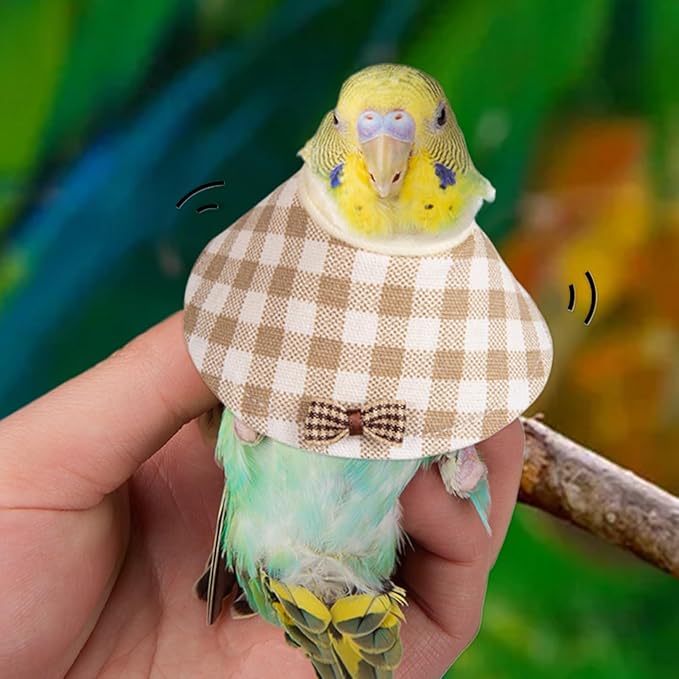 Feather Plucking Bird Collar - Adjustable Annti Peck Neck Guard, Soft Parrot Recovery Wrap | Lightweight Comfortable Protective Aid Avian Vest Cone, Pet Costume for Quaker, Monk Parakeets