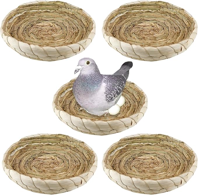 5 Pcs Pigeon Nest, Bird Nest Bowls, Wooden Nest for Pigeons Breeding Hatching (Natural Nest)
