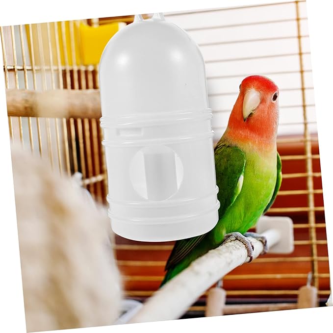 Hemobllo Pigeon Bird Water Dispenser, Plastic Poultry Water Dispenser with Top Handle 1 L Capacity Drinker Waterer Automatic Drinker Feeding for Parrot Chickens Pigeon Dove (2Pcs, White)