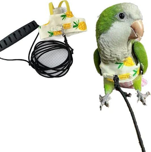 Bird Flight Harness Vest, Parrot Suit with Leash for Cockatiels Conures Budgies, Flying Clothes Rope and Handle Outdoor Activities Training (Yellow Vest Harness, M), Medium