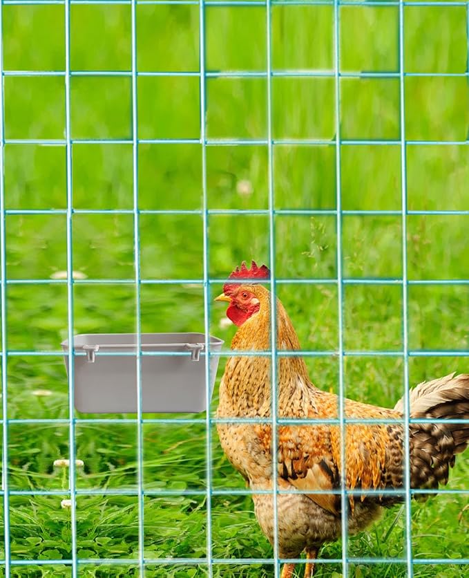12 Pack Feeder Waterer Chicken 21 oz Food Water Cage Cups Rabbit Puppy Cat Hanging Feeding Dish Coop Bowl Watering Container Treats Drinker for Pigeon Bird Bath Basin Hamster Bed