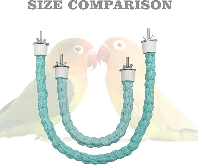 Dnoifne Bird Rope Perch, Cotton Bendable Parrot Perch Stand Toy, Bird Standing Climbing Rope, Bird Cage Accessory, Suitable for Small Birds Parrot Parakeet Budgies Cockatiels Lovebirds (22"/55 CM)