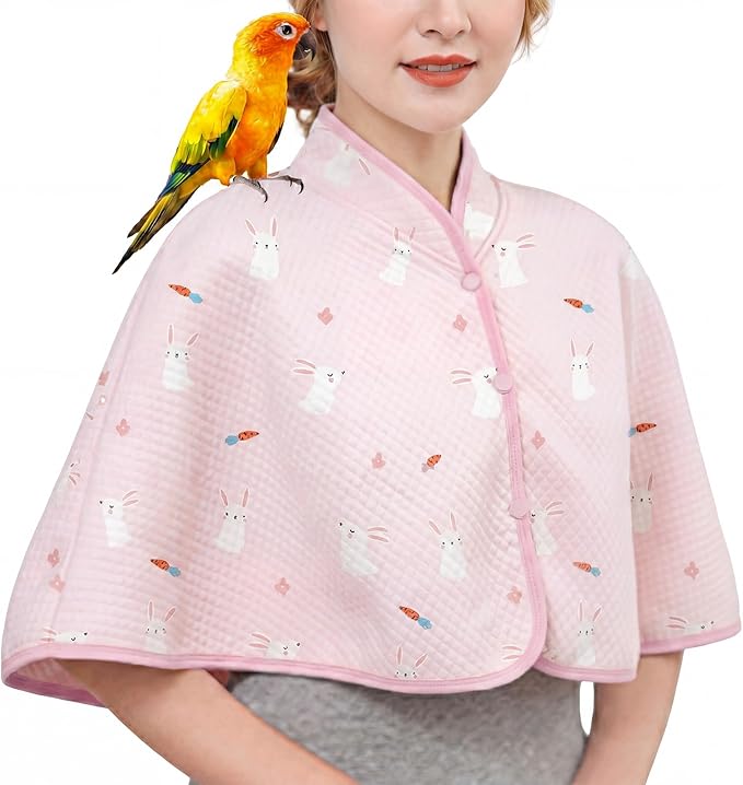 QBLEEV Parrot Anti-Scratch Shoulder Protector, Bird Diaper Poop Cover Pad for Parakeets Cockatiels Conures, Cotton Shawl Cape for Birds to Stand on Shoulders, Pet Arm Guard for Lovebirds Finches