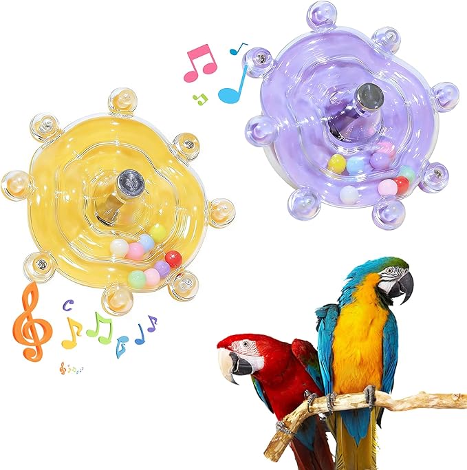 2Pack Bird Spinner Toys for Parakeets, Colorful Spinning Wheel Chew Toys, Interactive Rotate Rattle Parrot Toys for Bird Cage, Accessories for Entertainment Chewing Exercise