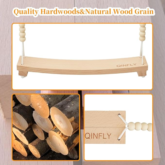 Arc-Shaped Chicken Swing Heavy Beech Wood Chicken Toys for Coop Handmade Chicken Swing for Hens Chicken Coop Accessories