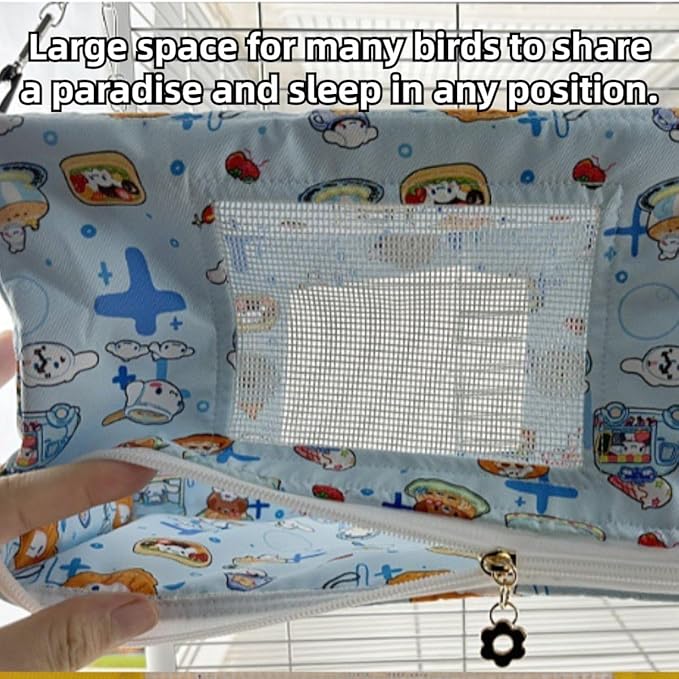 Large Spring Summer Breathable Bird Nest House, Zipper Design On The Back for Easy Cleaning, Conure Bed for Inside or Outside The Birdcage (Rectangle-Pink,S)