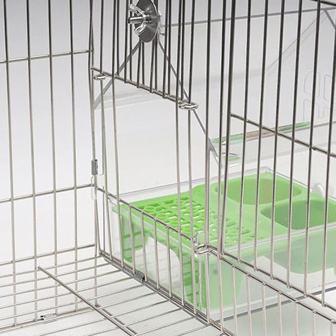 Bird Cage Feeder Parakeet Bathtub Feeding Watering Hanging Shower Box Cage Accessories for Parrot Cockatiels Parakeets, Green