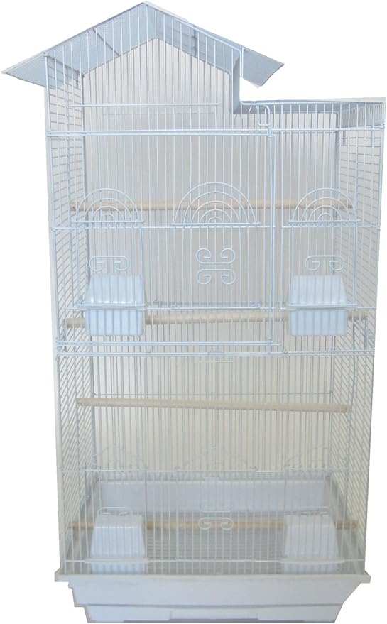 YML 18-Inch by 14-Inch Tall Villa Top Bird Cage, White