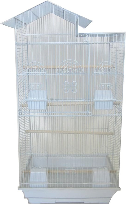 YML 18-Inch by 14-Inch Tall Villa Top Bird Cage, White