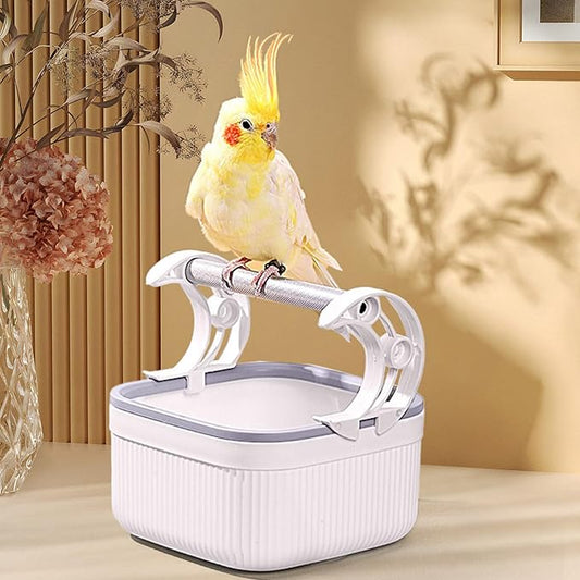 Portable Tabletop Training Toilet for Bird, Pet Birds Potty Training Tool, Bird Toilet Stand with Removable Bucket for Home Courtyard Office Targeted Defecation Small Medium Parrot (White)