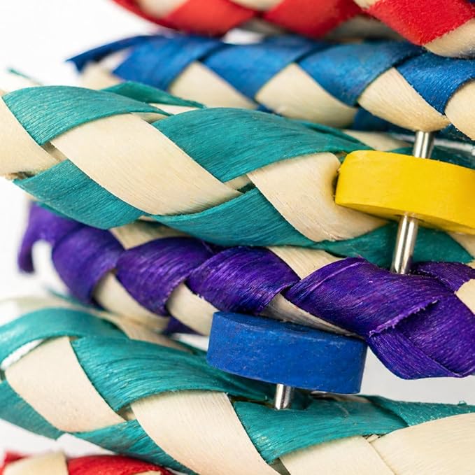 Bonka Bird Toys 1798 Big Foamy Delight Shreddable Bamboo Finger Trap and Foam Bead Bird Toy 9.5" x 6" for Small to Medium Birds Enrichment Play Amazon Conure and Similar